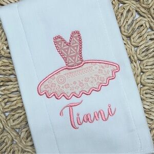 Custom made to order Pink Tutu Applique burp cloth